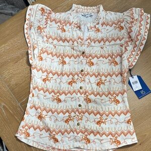Panhandle Slim Cream and Orange Blouse